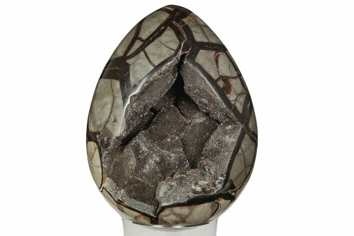 Septarian Dragon Egg Geode - Black Crystals #196243